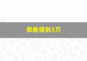 那能借到3万