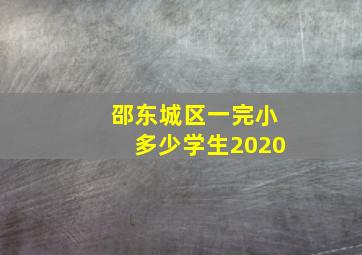 邵东城区一完小多少学生2020