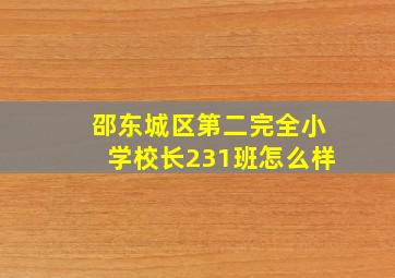 邵东城区第二完全小学校长231班怎么样