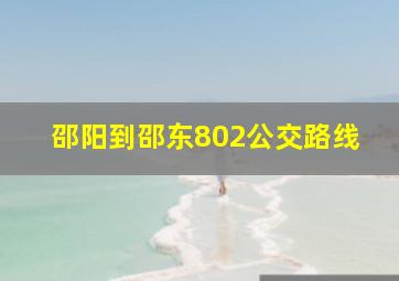 邵阳到邵东802公交路线