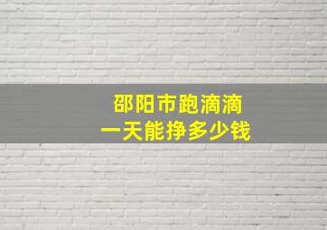 邵阳市跑滴滴一天能挣多少钱