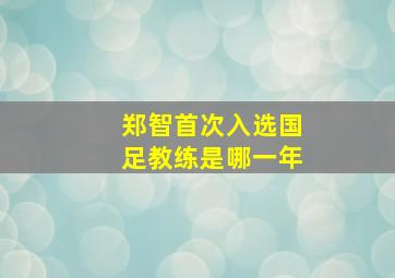 郑智首次入选国足教练是哪一年