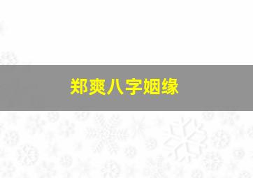 郑爽八字姻缘