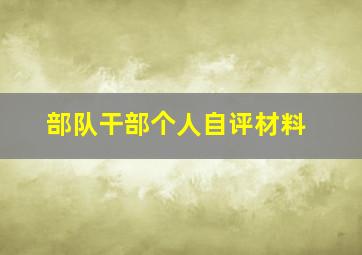 部队干部个人自评材料