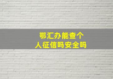 鄂汇办能查个人征信吗安全吗