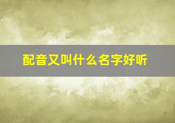 配音又叫什么名字好听