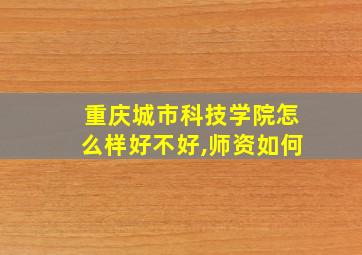 重庆城市科技学院怎么样好不好,师资如何