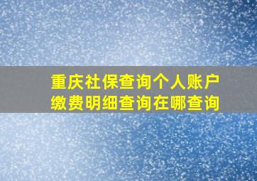 重庆社保查询个人账户缴费明细查询在哪查询