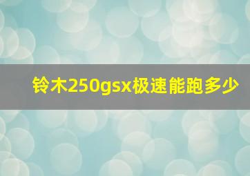 铃木250gsx极速能跑多少