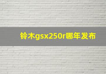 铃木gsx250r哪年发布