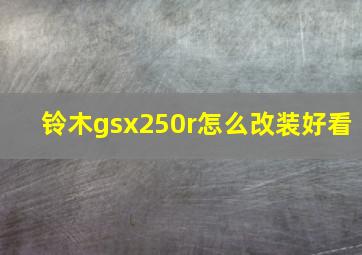 铃木gsx250r怎么改装好看