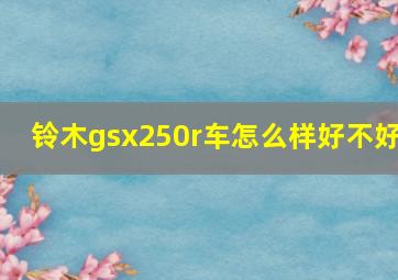 铃木gsx250r车怎么样好不好