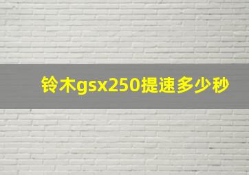 铃木gsx250提速多少秒