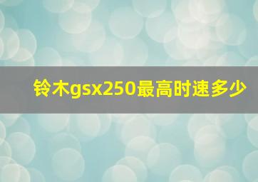 铃木gsx250最高时速多少