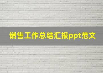 销售工作总结汇报ppt范文