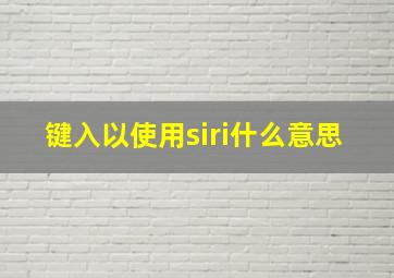 键入以使用siri什么意思