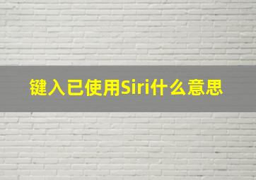 键入已使用Siri什么意思