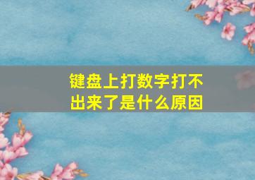 键盘上打数字打不出来了是什么原因