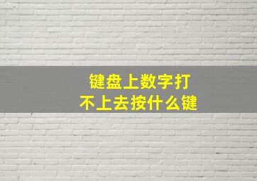 键盘上数字打不上去按什么键