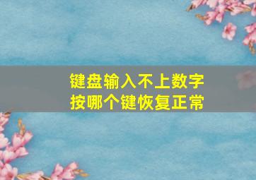 键盘输入不上数字按哪个键恢复正常