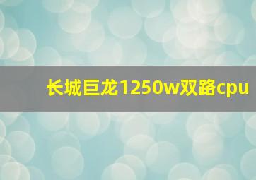 长城巨龙1250w双路cpu