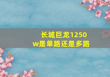 长城巨龙1250w是单路还是多路