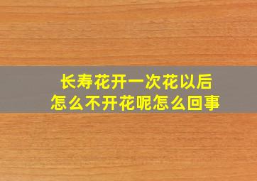 长寿花开一次花以后怎么不开花呢怎么回事