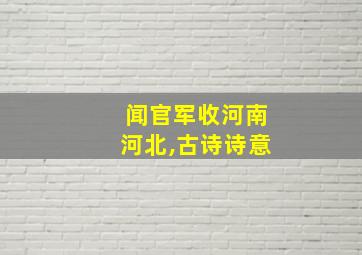 闻官军收河南河北,古诗诗意