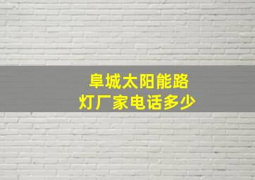 阜城太阳能路灯厂家电话多少