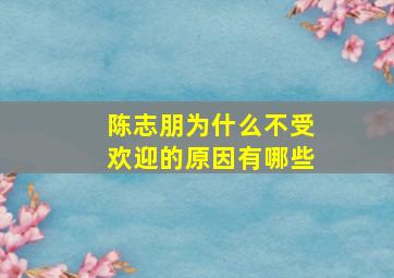 陈志朋为什么不受欢迎的原因有哪些