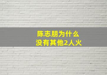 陈志朋为什么没有其他2人火