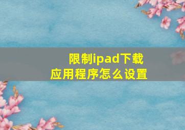 限制ipad下载应用程序怎么设置