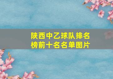 陕西中乙球队排名榜前十名名单图片