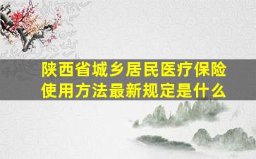 陕西省城乡居民医疗保险使用方法最新规定是什么