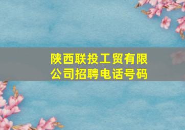 陕西联投工贸有限公司招聘电话号码