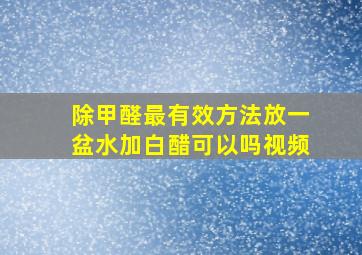 除甲醛最有效方法放一盆水加白醋可以吗视频