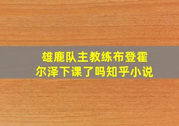 雄鹿队主教练布登霍尔泽下课了吗知乎小说