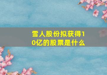 雪人股份拟获得10亿的股票是什么