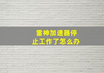 雷神加速器停止工作了怎么办