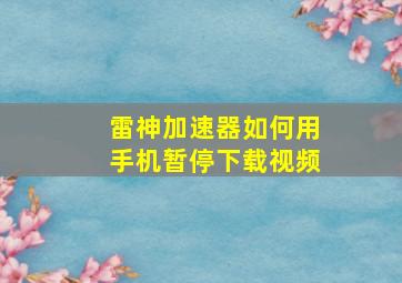 雷神加速器如何用手机暂停下载视频