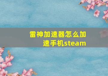 雷神加速器怎么加速手机steam