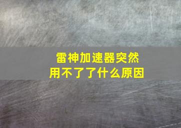 雷神加速器突然用不了了什么原因