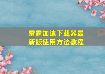 雷霆加速下载器最新版使用方法教程