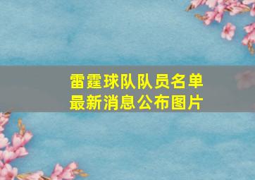 雷霆球队队员名单最新消息公布图片