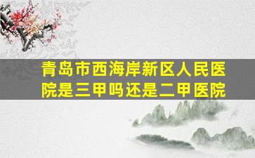 青岛市西海岸新区人民医院是三甲吗还是二甲医院