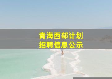 青海西部计划招聘信息公示