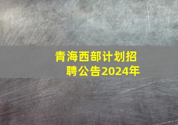 青海西部计划招聘公告2024年