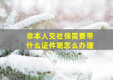 非本人交社保需要带什么证件呢怎么办理