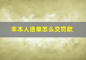 非本人违章怎么交罚款