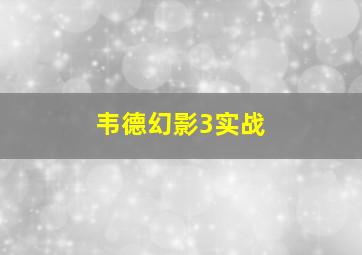 韦德幻影3实战